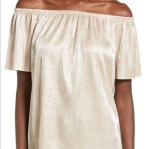Soprano Metallic Off the Shoulder Top